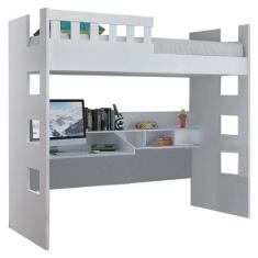 Imagem de Cama Alta Com Escrivaninha Escada Bilateral Faces F04 Branco - Mpozena