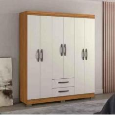 Imagem de Guarda-Roupa Com 6 Portas E 2 Gavetas Freijó Off White Nt5130 Notável