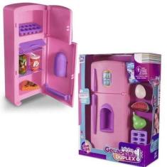 Imagem de Brinquedo Cozinha Infantil Grande Geladeira Duplex 10 Peças - Zuca Toy