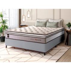 Imagem de Conjunto Cama Box c/ Molas Ensacadas Liverpool Bege Casal 138x188x73