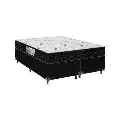 Imagem de Cama Box Queen Bipartido + Colchão D33 One Face  - 56x158x198cm - Suede Preto