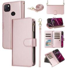 Imagem de Furill Capa carteira para T-Mobile Revvl 5G com alça de ombro transversal de couro flip com zíper bolsa 11+ compartimentos para cartão protetor capa de telefone Tmobile Revvl5G T Mobile TCL Revel G5