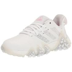 Imagem de adidas Codechaos 22 Tênis de golfe feminino Spikeless, Calçado branco/prata metálico/rosa claro, 38