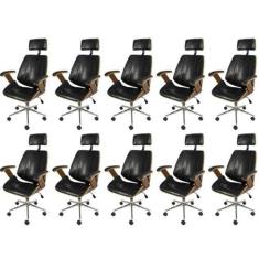 Imagem de Kit 10 Cadeiras para Escritorio Presidente Bergen 3331 Preto