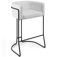 Imagem de Banqueta Fixa Base De Aço Preto Betina D02 Branco C-12