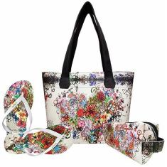 Imagem de Kit Casual Feminino Coração com Bolsa, Necessaire e Chinelo Magicc Bolsas KIT-016