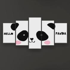 Imagem de Quadro Decorativo Panda 5pc 129x61