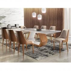 Conjunto Sala De Jantar Mesa Tampo Mdf E Vidro E 4 Cadeiras Lottus em  Promoção é no Buscapé