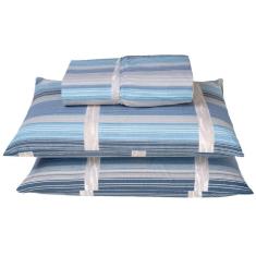 Imagem de Jogo Cama Lençol King 180 Fios 3pçs Azul Listrado