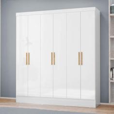Imagem de Guarda-roupa Casal 6 Portas 2 Gavetas Gliese Espresso Móveis Branco