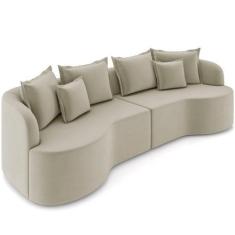 Imagem de Sofá 3 Lugares Orgânico Sala De Estar Living 210cm Ekos K01 Veludo Beg