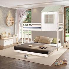 Imagem de Beliche Queen Montessoriano Cabana Family Branco/verde