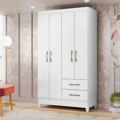 Imagem de Guarda Roupa Solteiro Chile 4 Portas 2 Gavetas 103cm Branco - Fabrica 1 Móveis