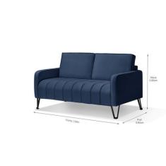 Imagem de Sofá Living Savana 2 Lugares C/ Pé de Ferro Preto 1,58 Mts Veludo Azul