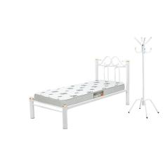 Imagem de Cama de Solteiro 100% Aço Branca Estrado em Pinus Marcheli 002