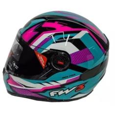 Imagem de Capacete Moto Fw3 Gtn Fox Azul Tifany Feminino, G - 60CM