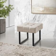 Imagem de Puff Banqueta Estofada Quadrada Pés Em Aço Para Decoração  - Mobigu, A