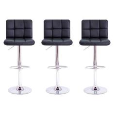 Imagem de Kit 3 Banquetas Altas Com Encosto Alto Estofado Para Cozinha Bancada I