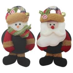 Imagem de Kit 8 Enfeites De Natal Boneco De Neve E Papai Noel Com Lousa 18cm - G