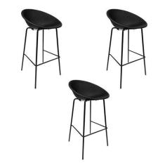 Imagem de Kit 3 Banquetas Drops Preto - Rivatti