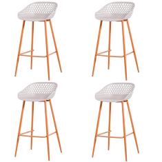 Imagem de Kit 4 Banquetas Mônaco Clarice Média Fratini 86 Cm (altura) Em Poliuretano (pu) Nude Base Em Aço