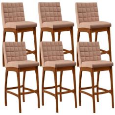 Imagem de Kit 06 Banquetas Altas Mila Linho Rosê