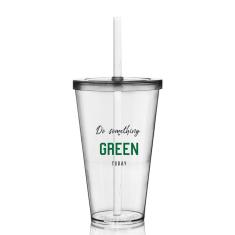 Imagem de Kit 4 Copos Com Tampa E Canudo Seja Verde Krystalon