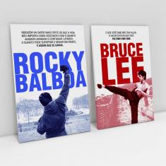 Imagem de Quadro Rocky Balboa e Bruce Lee Kit de 2 Telas Grande Em Canvas Decorativo Motivacional Escritório - Bimper