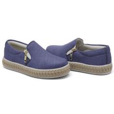 Imagem de Tênis Slip On Four Season Liso Com Zíper Lateral E Sola Reta Em Sisal