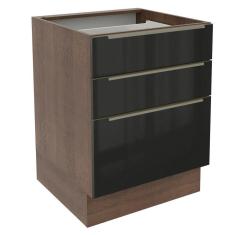 Imagem de Balcão Madesa Lux 60 cm 3 Gavetas Rustic e Preto