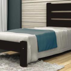 Imagem de Cama de Solteiro Berlim de Madeira Angelim Tabaco