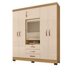 Imagem de Guarda Roupa De Casal 6 Portas E 3 Gavetas Com Espelho Devon - Carvalh