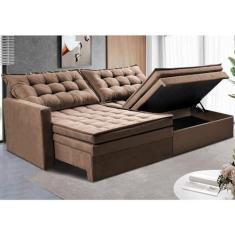Imagem de Sofá Sem Caixa Retrátil Baú 2,00m Cama Inbox Secret Suede Velusoft Castor