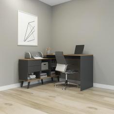 Imagem de Mesa de Escritório Completa com Estante mdp Cinza 0747