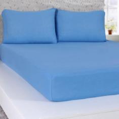 Imagem de Lençol Malha Avulso Solteiro 1 Peça - Azul - Santos E Luan