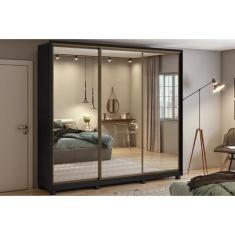 Imagem de Guarda Roupas 3 Portas De Correr   E 6 Gavetas C/ Espelhos E Pés Spazi