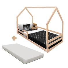 Imagem de Cama Com Colchão Solteiro Montessoriana Casinha Em Madeira Maciça Naturale Amore Shop JM