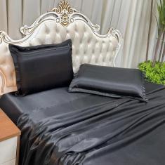 Imagem de Jogo De Cama Lençol Casal Luxo Charmousse 4 Peças - Preto - Casa Show
