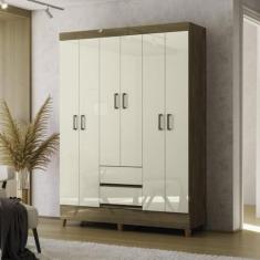 Imagem de Guarda Roupa 6 Portas 2 Gavetas com Pés Fit Jequitibá/off