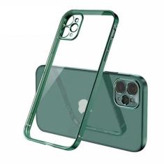 Imagem de Capa de telefone transparente quadrada luxuosa de silicone para iPhone 11 12 13 Pro Mini Xs Max X Xr Se 2020 7 8 Plus Capa macia revestida, preto verde, para 12 Pro Max