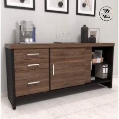 Imagem de Balcão tamburato com gavetas ii - charuto/preto 6114 - Artany