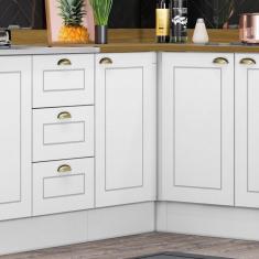 Imagem de Balcão Para Cozinha Canto Reto 1 Porta com Tampo Emily Branco HP/Marrom