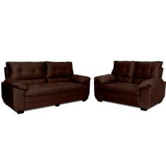 Imagem de Conjunto Sofá Premium 3 e 2 lugares em tecido Velut Café - HELLEN