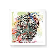 Imagem de Arte Maníacos Quadro Decorativo Tigre Tintas Close - 50x50cm (Moldura em laca )