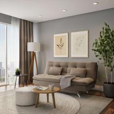 Imagem de Sofá-Cama 3 Lugares Casal Prestigio Suede Marrom