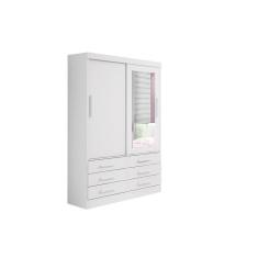 Imagem de Guarda Roupa Solteiro com Espelho 2 Portas Correr 6 gavetas Meridian – Branco