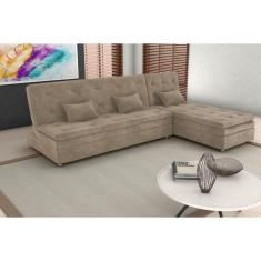 Imagem de Sofá Cama Reclinavel com Chaise Penélope Suede Bege B251 – Matrix