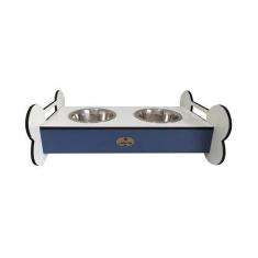 Imagem de Comedouro Hello Pet Doggie Duplo Azul Para Cães - Tamanho G