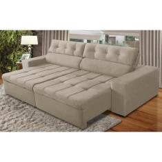 Imagem de Sofá Retrátil E Reclinável 3 Lugares Com Molas 2,70M Julia Suede Bege