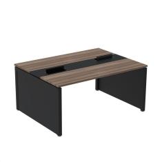 Imagem de Mesa de Plataforma Dupla para 2 Pessoas Corporativa 150x140/2p Walnut/Preto